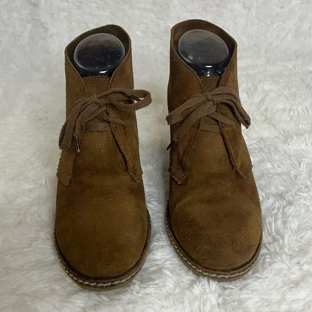 J. CREW Women’s Brown Suede Leather Lace-Up Wedge Ankle Booties Size 8